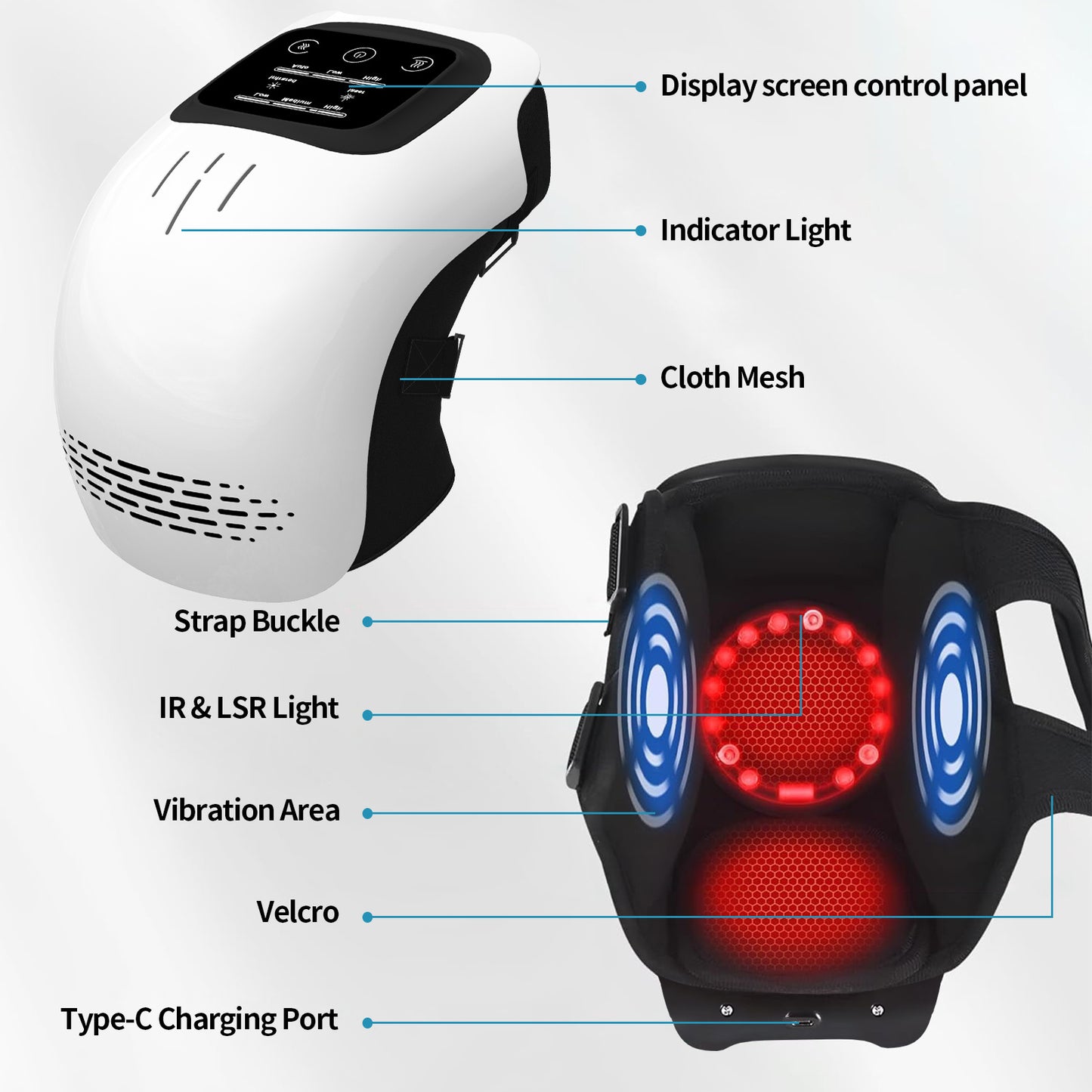 Smart Heat Rechargeable Knee Massager – Infrared Vibration Pain Relief